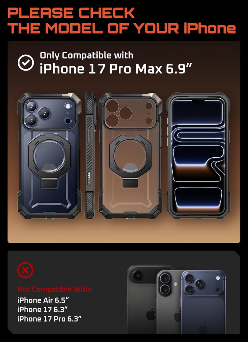 SupCase for iPhone 17 Pro Max Case with Kickstand (Unicorn Beetle Grip), [Camera Control Cover] [Compatible with MagSafe] [Military-Grade Drop Protection] Heavy Duty Magnetic Phone Case, Black - Image 2